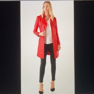 NWT CATHERINE MALANDRINO RED LEATHER TRENCH COAT 4